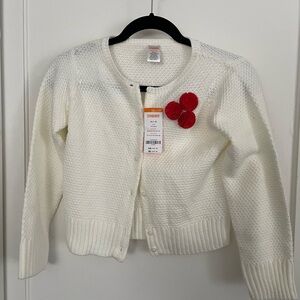 Gymboree Ivory Cardigan with Red Floral Details